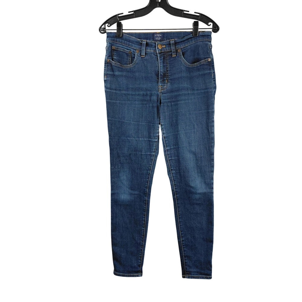 J.Crew 8 Inch Mid-Rise Skinny Jeans Womens 28 Dark Wash Blue Denim Stretch Pants